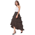 Belle Poque Womens Gothic Costume Retro Vintage Algodão Café High Low Skirt BP000222-3